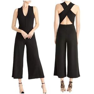 Rachel Roy Freya black criss-cross wide leg halter neckline wide leg cropped xs